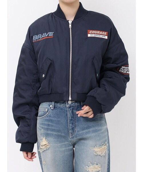EVRIS（エヴリス）の「BIKER DESIGN MA-1（MA-1・レディース・グレー/ブラック/ネイビー・F）」の3枚目の写真