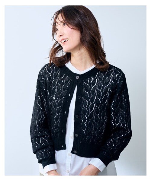 nissen（ニッセン）の「透かし編みニットカーディガン【Otona