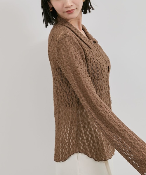 VIS（ビス）の「レースポロ襟カーディガン（カーディガン/ボレロ・レディース・ブラック/キナリ/ブラウン系・F）」の18枚目の写真