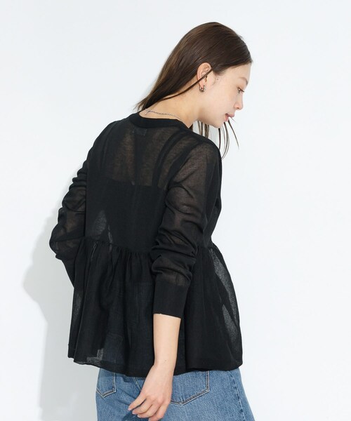 URBAN RESEARCH Sonny Label（アーバンリサーチサニーレーベル）の「シアーペプラムニットカーディガン（カーディガン/ボレロ・レディース・ライトグレー/バター/ブラック・FREE）」の8枚目の写真