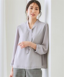 7days Life Styling | 【吸汗速乾カットソー裏地付き】シフォンジョーゼットボウタイ風ブラウス(シャツ/ブラウス)
