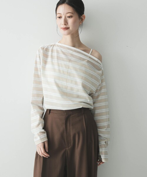 URBAN RESEARCH(アーバンリサーチ)の「マルチボーダー2WAYカットソー(Tシャツ/カットソー・レディース・RED/BEIGE/OFF WHITE・Free)」の14枚目の写真