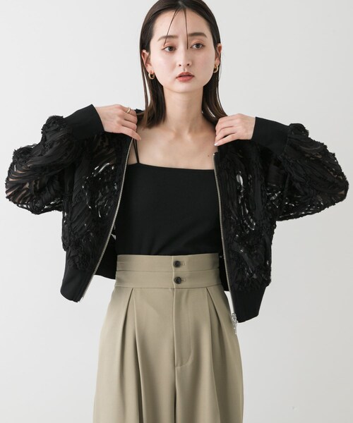 SENSE OF PLACE by URBAN RESEARCH(センスオブプレイスバイアーバンリサーチ)の「コードシシュウブルゾン(ブルゾン・レディース・IVORY/BLACK/BEIGE・one)」の19枚目の写真