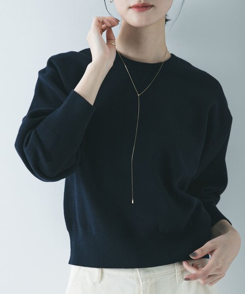 URBAN RESEARCH（アーバンリサーチ）の「ダブルフェイスクルーネックニット（ニット/セーター・レディース・ICE GRAY/PINK/NAVY・Free）」の17枚目の写真