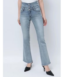 GYDA | NEWハイウエストBACKクロスフレアパンツ(デニムパンツ)