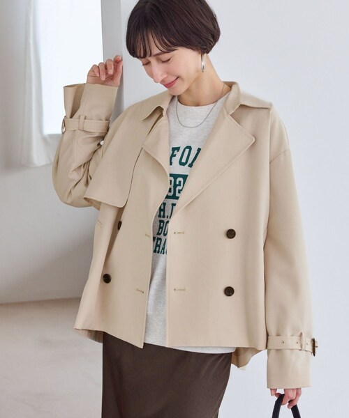 ROPE' PICNIC（ロペピクニック）の「ショート丈トレンチコート/撥水・花粉ガード（トレンチコート・レディース・ベージュ/カーキ/ネイビー・F）」の9枚目の写真