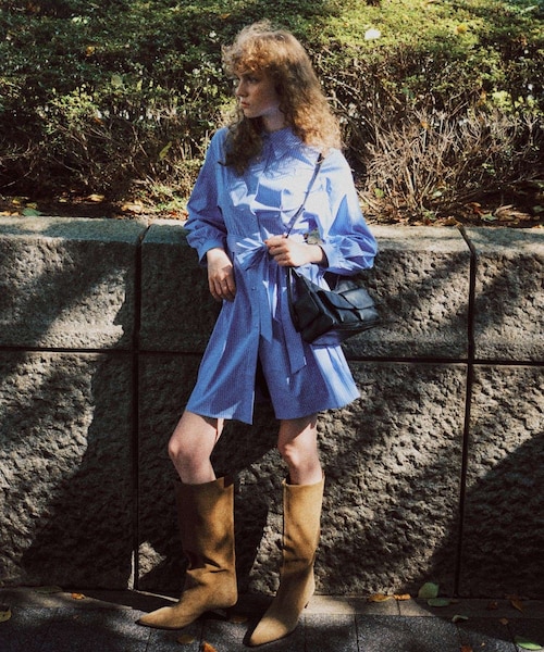 VIS（ビス）の「【POLO BCS】VIS別注ウエストタックフレアワンピース/WEB限定（ワンピース・レディース・ホワイト系/ベージュ/ブルー系・F）」の3枚目の写真