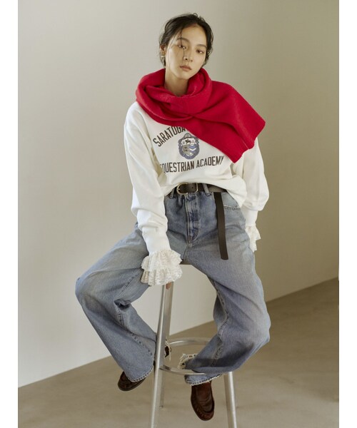 Ungrid（アングリッド）の「起毛大判ニットマフラー（マフラー・レディース・レッド/イエロー/ブルー/ミックス/アイボリー・F）」の12枚目の写真