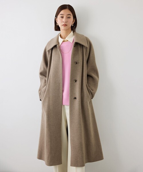 ROPE'(ロペ)の「カシミヤブレンドリバーステンカラーコート(ロング丈)(ステンカラーコート・レディース・ダークブラウン/ベージュ系・F)」の8枚目の写真