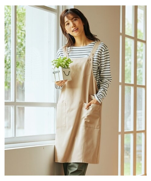 nissen（ニッセン）の「＜大きいサイズ＞ シンプルワークエプロン（エプロン・メンズ・黒/ネイビー/ベージュ/ダークグリーン/【不要】ダークグリーン系/カーキ・L~LL相当/3L~4L相当/5L~6L相当/8L相当/10L相当/L~LL相当-/3L~4L相当-/5L~6L相当-/【不要】L~LL相当--）」の3枚目の写真