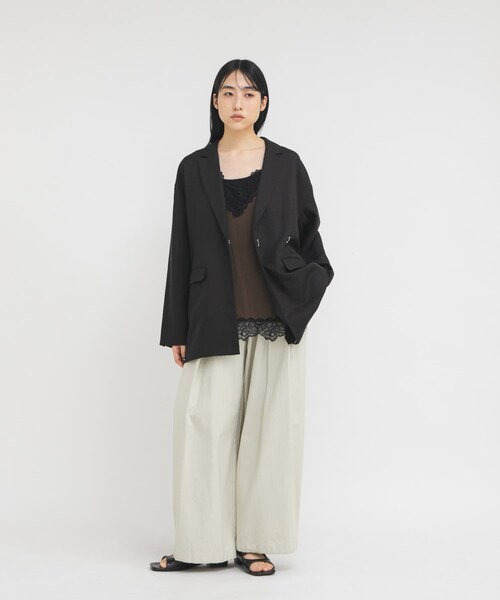 KBF（ケイビーエフ）の「リネンライクホックジャケット（テーラードジャケット・レディース・BLACK/NATURAL・One）」の7枚目の写真