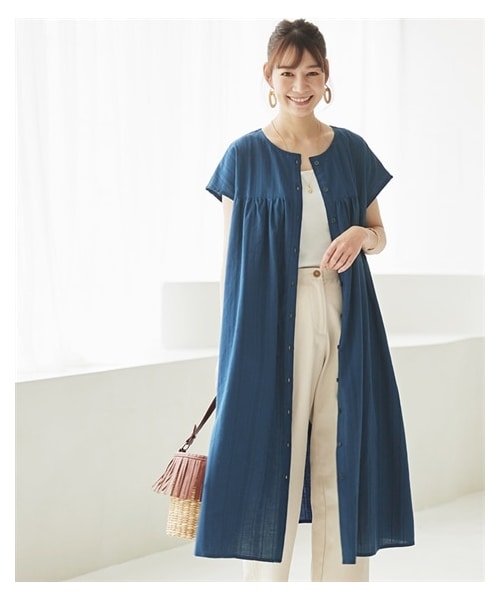 nissen（ニッセン）の「大きいサイズ　綿１００％ドビー織ワンピース（OtonaSMILE）（ワンピース・レディース・ネイビー/オフホワイト・L/LL/3L/4L/5L/6L/8L/10L）」の11枚目の写真