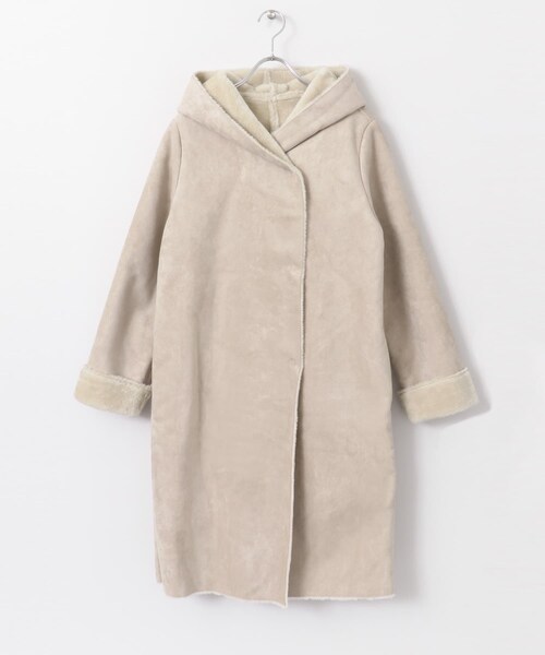 SENSE OF PLACE by URBAN RESEARCH（センスオブプレイスバイアーバンリサーチ）の「フーデッドムートンコート（ムートンコート・レディース・NAVY/GREIGE・FREE）」の7枚目の写真