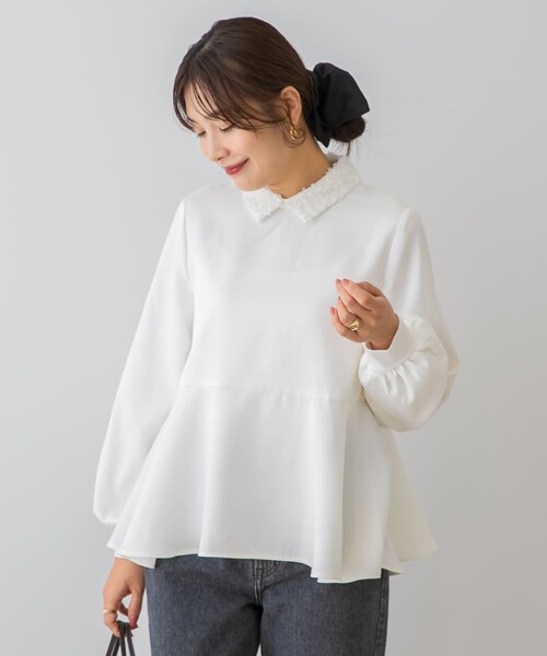 URBAN RESEARCH ROSSO（アーバンリサーチロッソ）の「F by ROSSO　レースカラーペプラムブラウス（シャツ/ブラウス・レディース・OFF WHITE/BLACK・Free）」の9枚目の写真