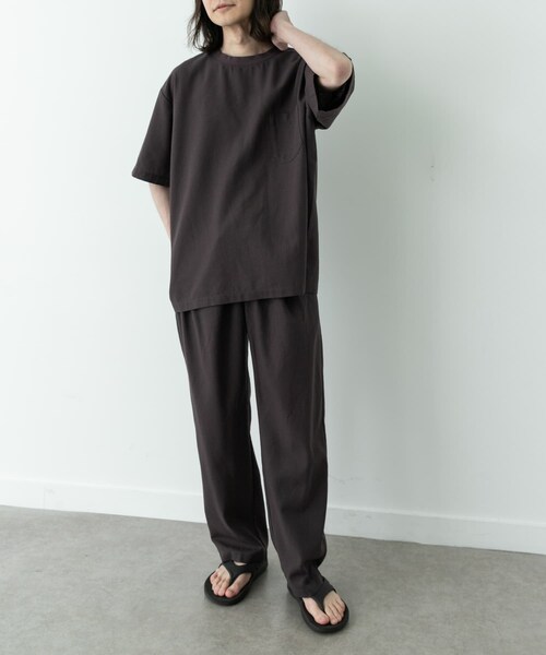 URBAN RESEARCH Sonny Label（アーバンリサーチサニーレーベル）の「接触冷感リネン混ショートスリーブTシャツ（Tシャツ/カットソー・メンズ・ストライプ/チャコール/ブラック・M/L/XL）」の19枚目の写真