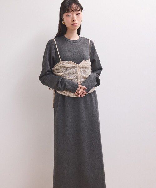 ADAM ET ROPE'(アダムエロペ)の「【WEB限定】ニットキャミソールセットワンピース(ワンピース・レディース・ブラック/チャコール/ダークブラウン・F)」の13枚目の写真