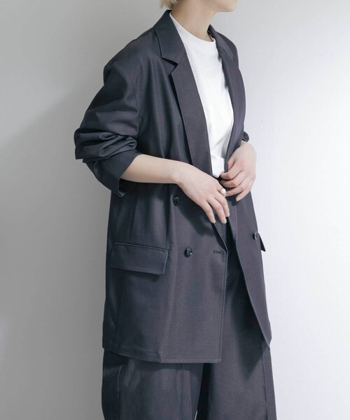 THE GOODLAND MARKET（ザグッドランドマーケット）の「『別注』MIDIUMISOLID×TGM　Double breasted jacket（テーラードジャケット・レディース・Blue/l.Beige/C.Gray・one）」の7枚目の写真
