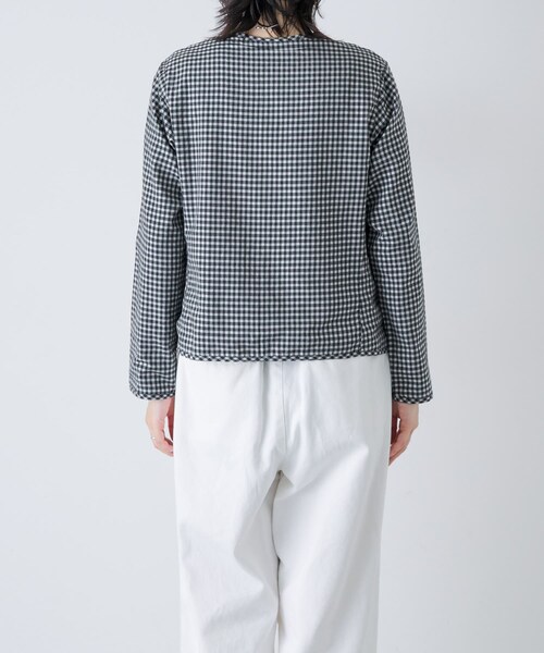 かぐれ(カグレ)の「Yoli GINGHAM REVERSIBLE JACKET(ノーカラージャケット・レディース・BLACKBLACK・1)」の3枚目の写真