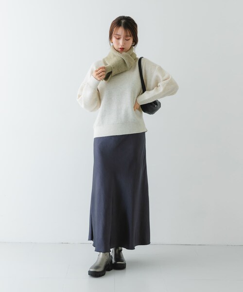 RODE SKO（ロデスコ）の「メランジロングマフラー（マフラー・レディース・BEIGE/CHARCOAL/BLUE・one）」の10枚目の写真