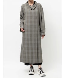 チェックオーバーコート
