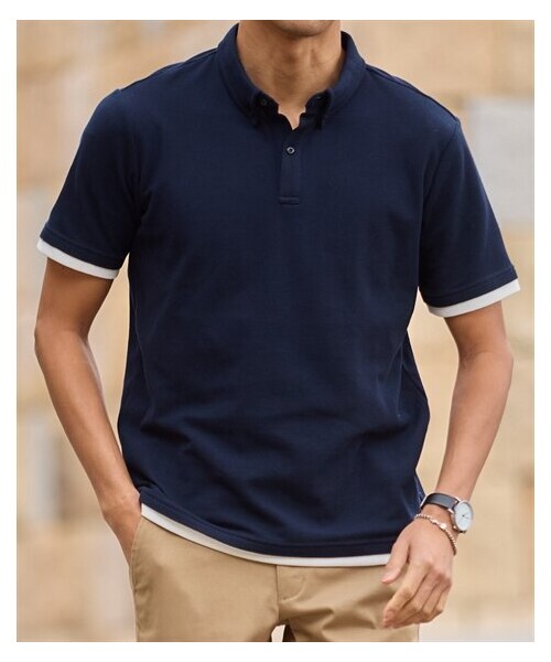 nissen（ニッセン）の「半袖ボタンダウンカノコポロシャツ【大きいサイズ有】（ポロシャツ・メンズ・ネイビー×白/黒系/ネイビー系・M/L/LL/3L/4L/5L/6L/8L/10L）」の13枚目の写真