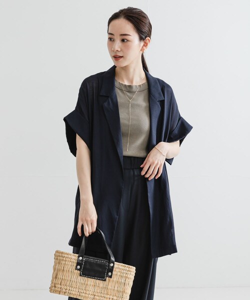 URBAN RESEARCH（アーバンリサーチ）の「シアーハーフスリーブジャケット（テーラードジャケット・レディース・BEIGE/NAVY/BLACK・FREE）」の3枚目の写真