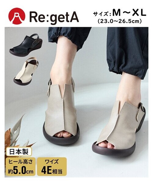 nissen（ニッセン）の「リゲッタスマイル　カバーサンダル（ゆったりワイズ）（サンダル・メンズ・黒/アイボリー/ライトオーク・M=23.0~23.5cm/4E/L=24.0~24.5cm/4E/LL=25.0~25.5cm/4E/XL=26.0~26.5cm/4E）」の2枚目の写真
