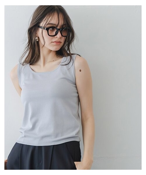 nissen（ニッセン）の「ハイゲージスクエアネック　タンクトップリュクスニット＜大きいサイズ有＞（ニット/セーター・レディース・ブラック/アイスグレー/モカ/オレンジ・S/M/L/LL/3L/4L/5L/6L/8L/10L）」の15枚目の写真