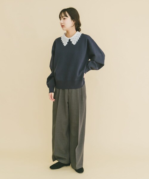 ITEMS URBANRESEARCH（アイテムズ アーバンリサーチ）の「衿レーススウェットライクニット（ニット/セーター・レディース・GRY/NVY/IVO・Free）」の21枚目の写真