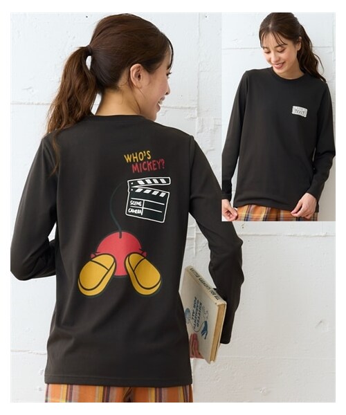 nissen（ニッセン）の「大きいサイズ　長袖プリントＴシャツ（ディズニー）（Tシャツ/カットソー・レディース・杢オートミール(プー)/ラベンダー(マリー)/カーキ(ミッキー)/黒(プー)/チャコールグレー(バックミッキー)・L/LL/3L/4L/5L/6L/8L/10L）」の19枚目の写真