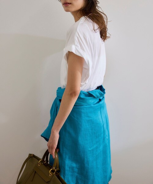 ROPE'（ロペ）の「ツイストフレンチスリーブTシャツ（Tシャツ/カットソー・レディース・ブラック/ホワイト/ブルー・F）」の16枚目の写真