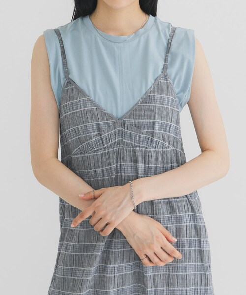 KBF（ケイビーエフ）の「ショルダータックカットソー（タンクトップ・レディース・CHARCOAL/OFF/L.BLUE・One）」の3枚目の写真