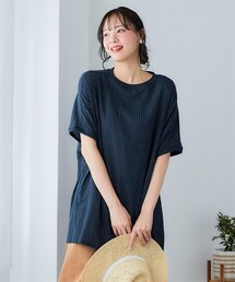 nissen | 大きいサイズ　柔らか５分袖ゆるシルエットチュニックブラウス(チュニック)