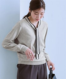 nissen | 洗える配色ボウタイニット（静電防止・毛玉になりにくい・UVカット・タンブル乾燥OK）(ニット/セーター)