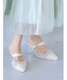 MERCURYDUO | メッシュポインテッドトゥミュール(パンプス)