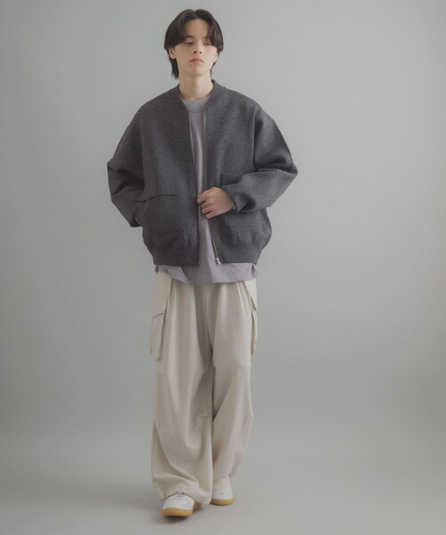 SENSE OF PLACE by URBAN RESEARCH（センスオブプレイスバイアーバンリサーチ）の「『洗濯可』ダブルポケットニットブルゾン（ブルゾン・メンズ・BLACK/BROWN・M/L）」の9枚目の写真