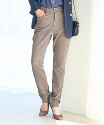 nissen | 大きいサイズ  着ぶくれしにくい全方向ストレッチニットツイルスリムストレートパンツ（ゆったり太もも）（選べる２レングス）(パンツ)