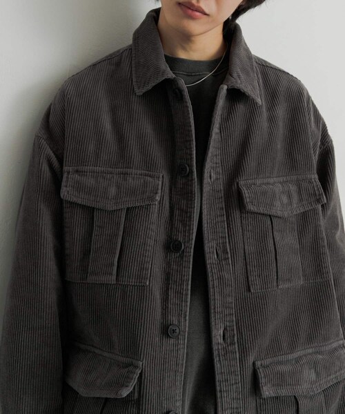 SENSE OF PLACE by URBAN RESEARCH（センスオブプレイスバイアーバンリサーチ）の「『セットアップ対応』 ヘビーコーデュロイBDUジャケット（ミリタリージャケット・メンズ・GRAY/BLACK/NAVY・M/L）」の4枚目の写真