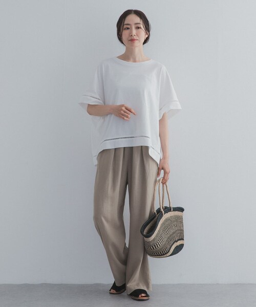 URBAN RESEARCH DOORS(アーバンリサーチドアーズ)の「ハシゴレースドッキングプルオーバー(Tシャツ/カットソー・レディース・OFF WHITE/BLACK/CAMEL・Free)」の11枚目の写真