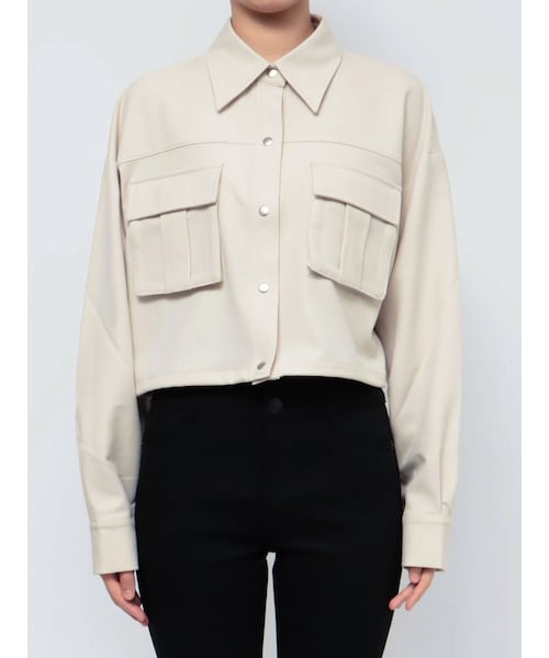 ドローストリングクロップシャツ