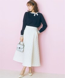 marun | 大きいサイズ配色プチリボンニットmarun(ニット/セーター)