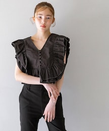 KBF | 2WAYバイカラーフリルブラウス(シャツ/ブラウス)