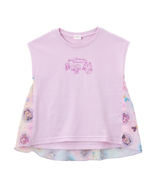 nissen（ニッセン）の「【名探偵プリキュア！】後ろ切替総柄シフォンプリントTシャツ（女の子）（Tシャツ/カットソー・キッズ・パープル/ピンク・100/110/120）」の4枚目の写真