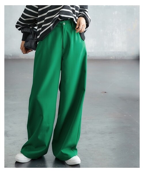 nissen（ニッセン）の「【Soiunique】落ち感素材超ワイドパンツ（パンツ・レディース・ブラック/グリーン/ベージュ・M/L/LL）」の3枚目の写真