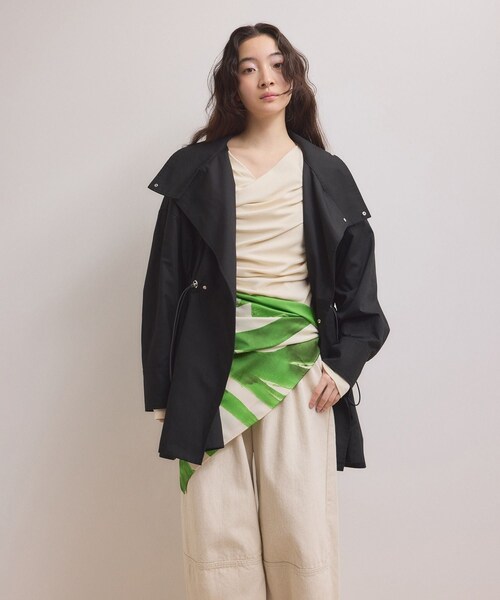 ADAM ET ROPE'(アダムエロペ)の「【WEB限定】・【サステナブル】スタンドカラーハーフモッズコート(モッズコート・レディース・ブラック/オフホワイト/ブラウン系・F)」の12枚目の写真