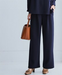 nissen | しわになりにくいキレイ目リップルセミワイドストレートパンツ（抗菌防臭・防しわ）(スラックス)