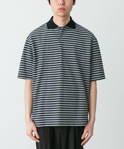 URBAN RESEARCH DOORS(アーバンリサーチドアーズ)の「marka ONE BUTTON T-SHIRTS SHORT-SLEEVE(ポロシャツ・メンズ・B.BORDER/BLACK・1/2)」の3枚目の写真