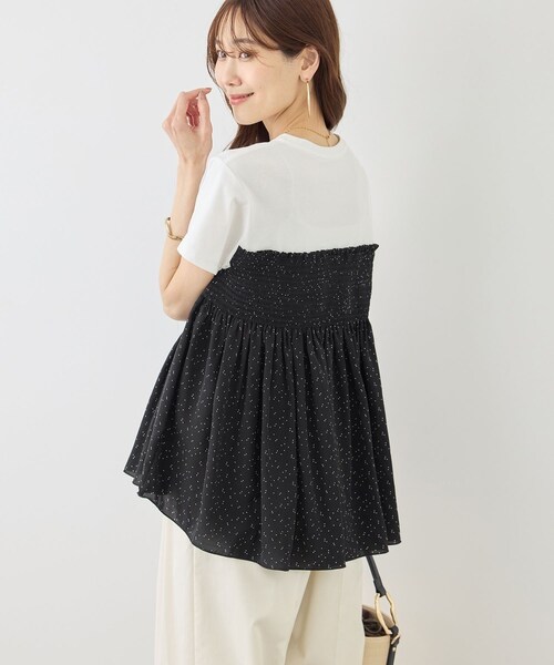 ROPE' PICNIC(ロペピクニック)の「【ベストヒット】シャーリングドッキングハーフスリーブカットソー(Tシャツ/カットソー・レディース・ブラック/ブラック系/ホワイト系/ベージュ・F)」の17枚目の写真