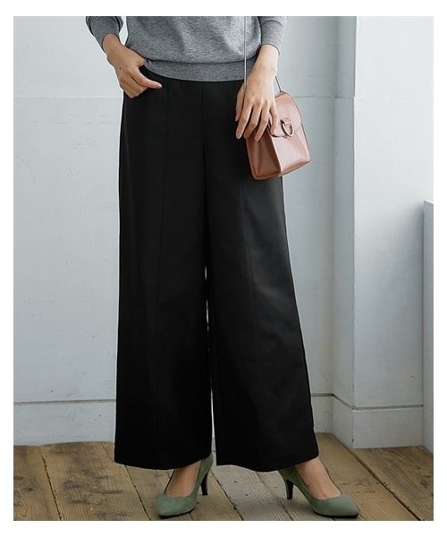 nissen（ニッセン）の「ハリ感素材ストレッチワイドパンツ<大きいサイズ有>（パンツ・レディース・ベージュ/ライトグレー/ネイビー/黒/オフホワイト/マスタード・S/M/L/LL/3L/4L/5L/6L）」の7枚目の写真