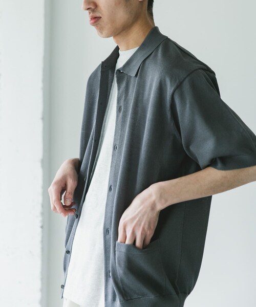 URBAN RESEARCH DOORS(アーバンリサーチドアーズ)の「リネンライクショートスリーブシャツカーディガン(カーディガン/ボレロ・メンズ・BLACK/GRAY/NAVY・M/L)」の3枚目の写真